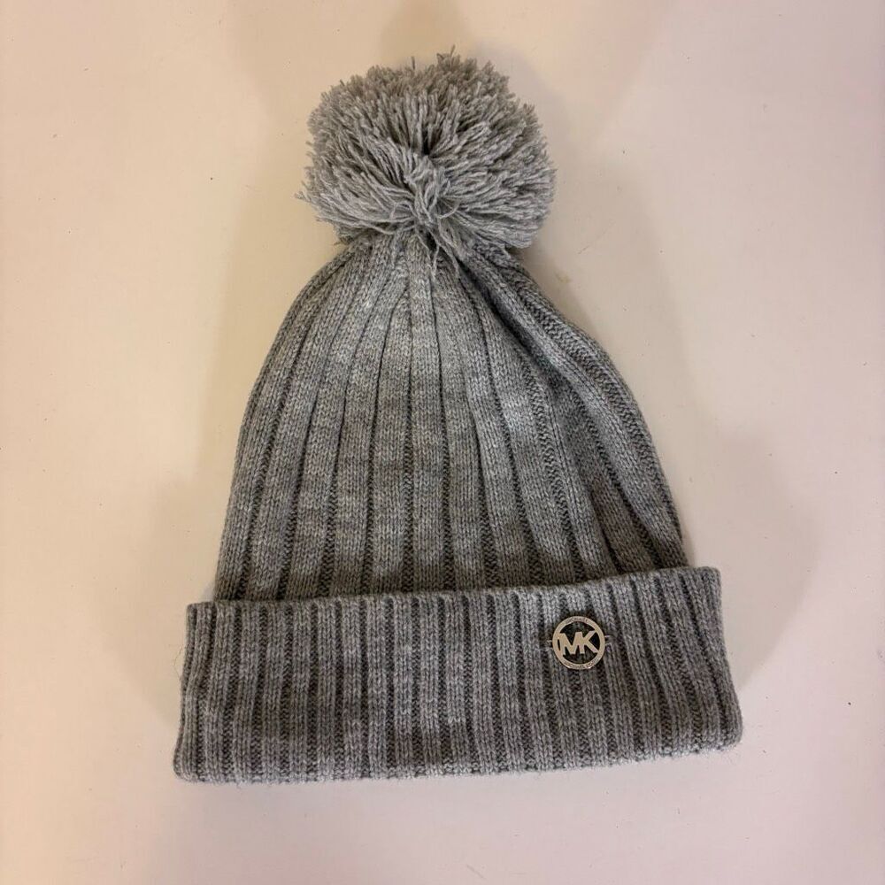 Michael Kors Grey Ribbed Cuffed Winter‎ Hat One Size